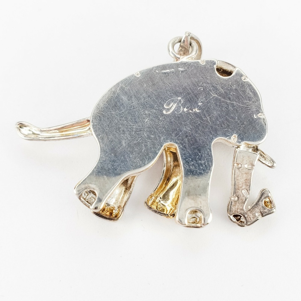 Vintage Silver and Gold Tone Articulated Elephant Pendant Super Cute - Picture 2 of 5